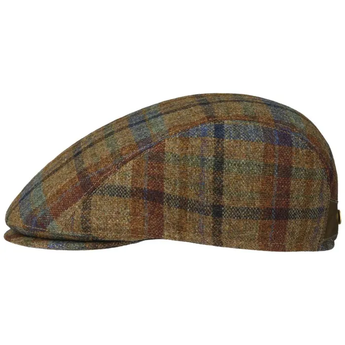 Men Flat Caps Mayser Lennart Check Shetland Flat Cap Beige
