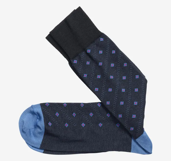 Men Floating Diamonds Socks Navy JohnstonandMurphy Socks