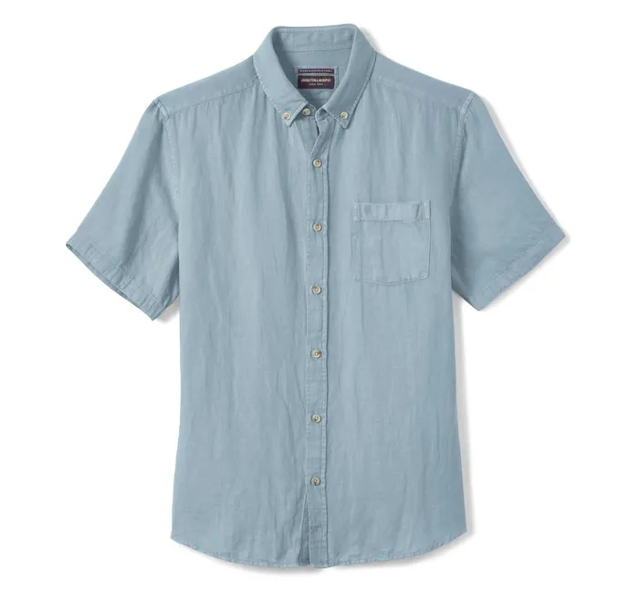 Men Garment Dyed Shirt Blue JohnstonandMurphy ShortSleeve Shirts Men Garment Dyed Shirt Blue JohnstonandMurphy ShortSleeve Shirts