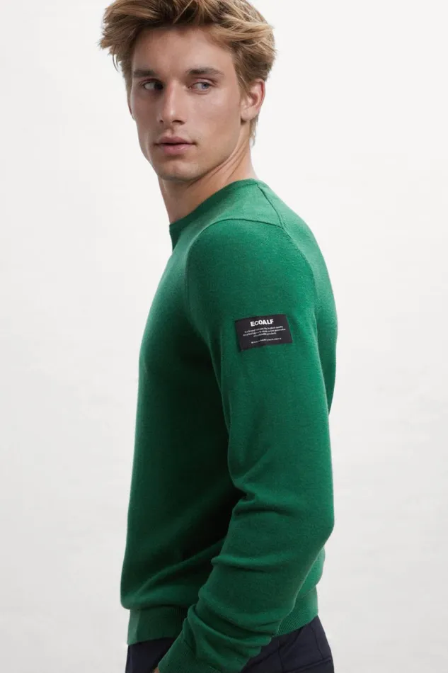 Men Green Bayona Knitted Jumper Ecoalf Knitwear