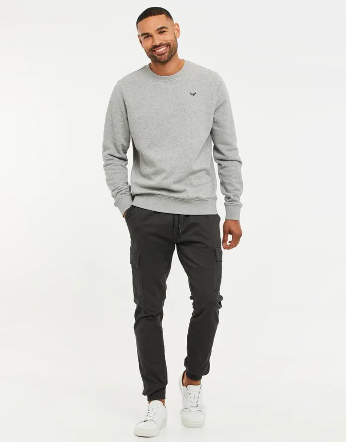 Men Grey Marl Crew Neck Sweatshirt Threadbare Jumpers Men Grey Marl Crew Neck Sweatshirt Threadbare Jumpers