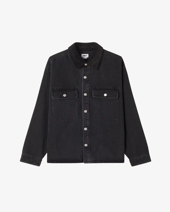 Men IDRIS SHIRT JACKET Faded Black Multi JACKETS OBEY Clothing