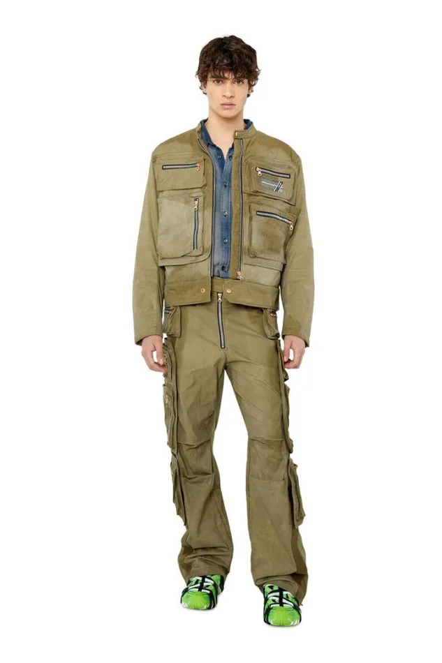 Men JEleven Military Green Diesel Outerwear And Jackets