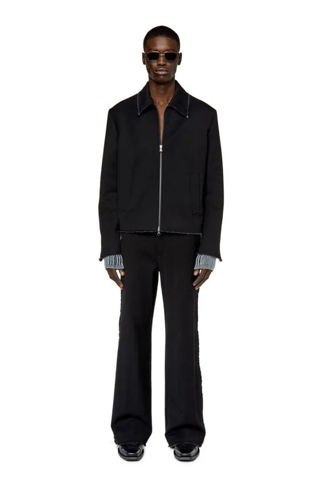 Men JPromFringes Black Diesel Outerwear And Jackets