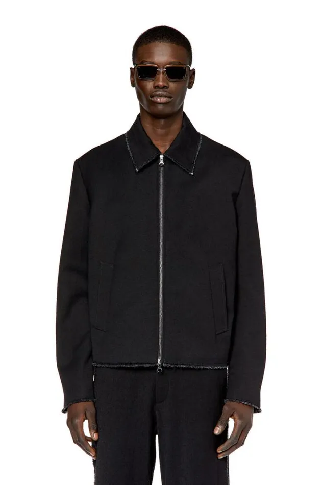 Men JPromFringes Black Diesel Outerwear And Jackets Men JPromFringes Black Diesel Outerwear And Jackets