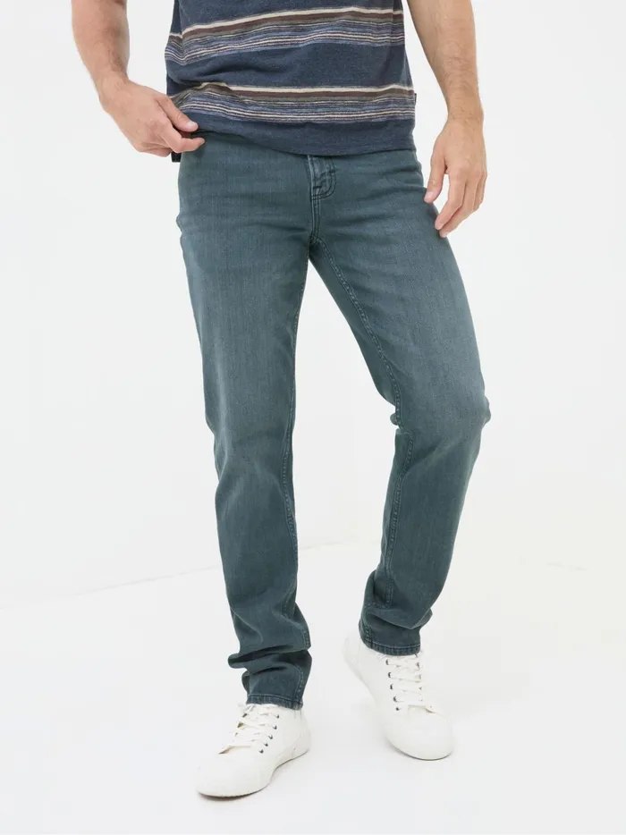 Men Jeans Fat Face Dark Teal Blue Slim Fit Jeans