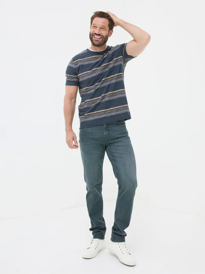 Men Jeans Fat Face Dark Teal Blue Slim Fit Jeans