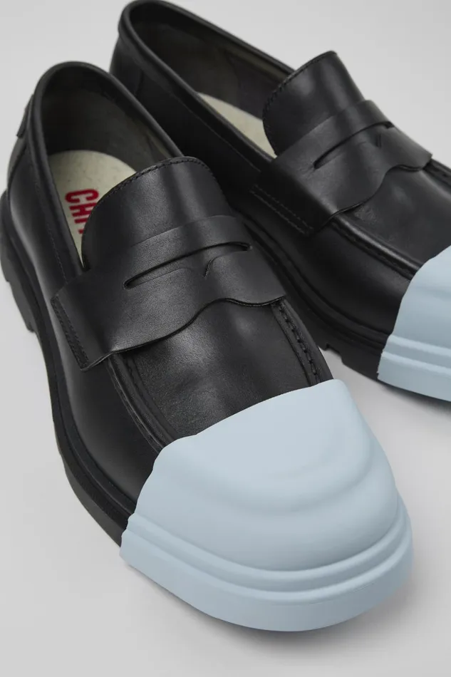 Men Junction Black Leather Moccasin Camper Formal Shoes