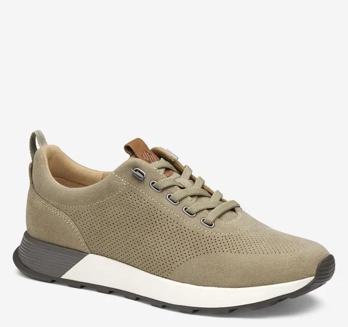 Men Kinnon Perfed Jogger Taupe Oiled Suede JohnstonandMurphy SlipOns and Loafers