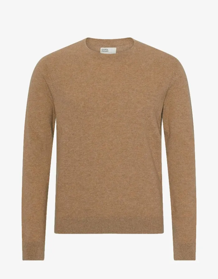 Men Knit Sweaters Colorful Standard Light Merino Wool Crew Sahara Camel