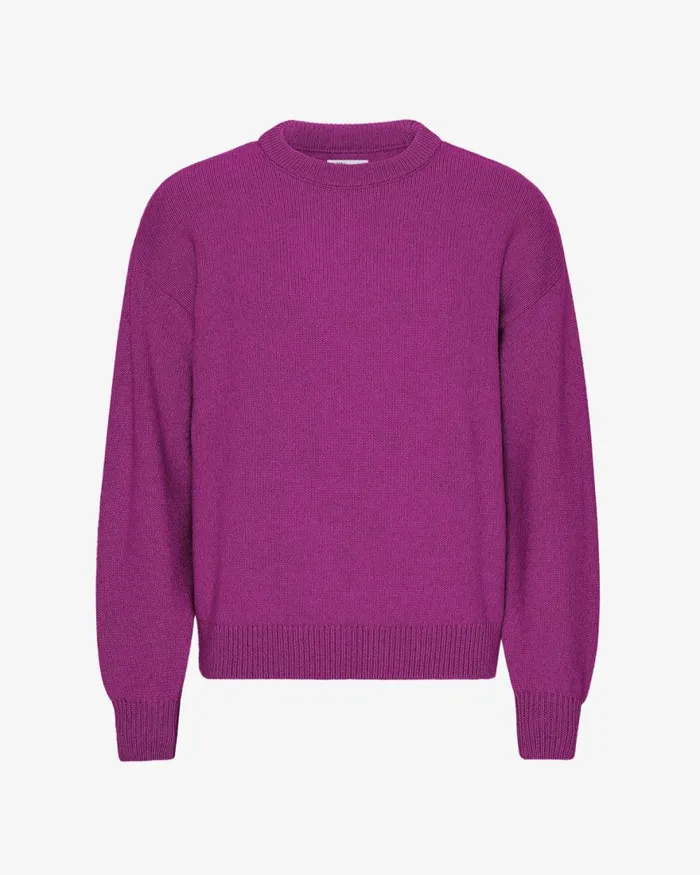 Men Knit Sweaters Colorful Standard Oversized Merino Wool Crew Magenta Blaze