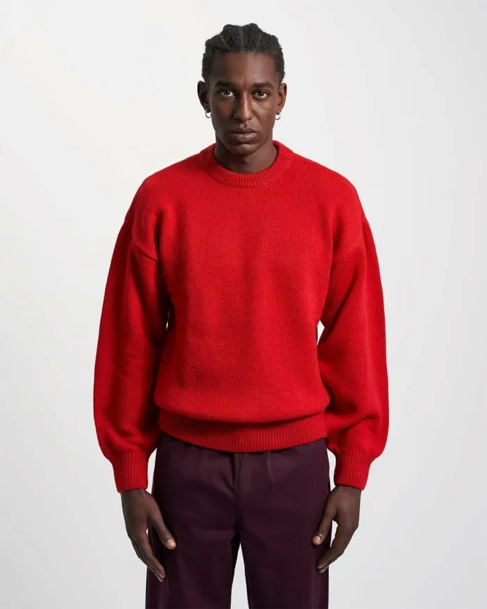 Men Knit Sweaters Colorful Standard Oversized Merino Wool Crew Marine Blue
