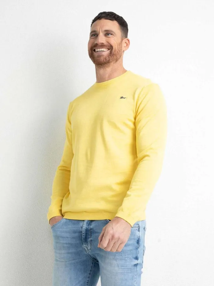 Men Knits and Sweats Petrol Industries FineKnit Pullover Fresh Lemon