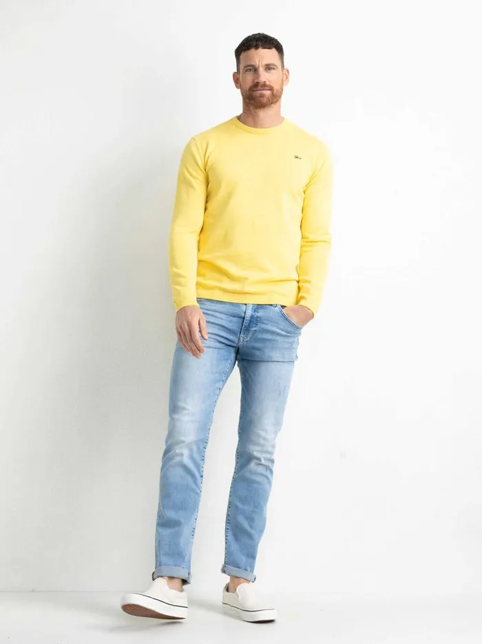 Men Knits and Sweats Petrol Industries FineKnit Pullover Fresh Lemon