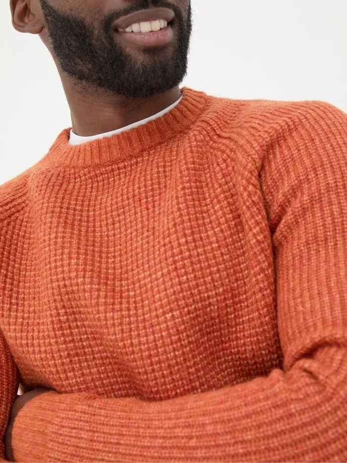Men Knitwear Fat Face Calder Orange Crew Neck Jumper
