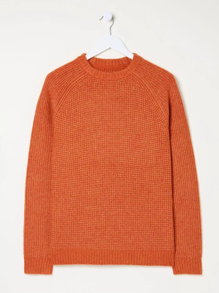 Men Knitwear Fat Face Calder Orange Crew Neck Jumper