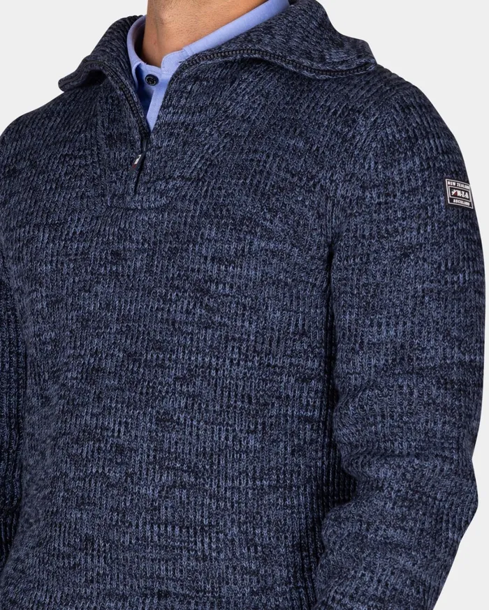 Men Knitwear NZA New Zealand Auckland Cotton Navy Knitted HalfZip Sweater 8211 Winter Navy