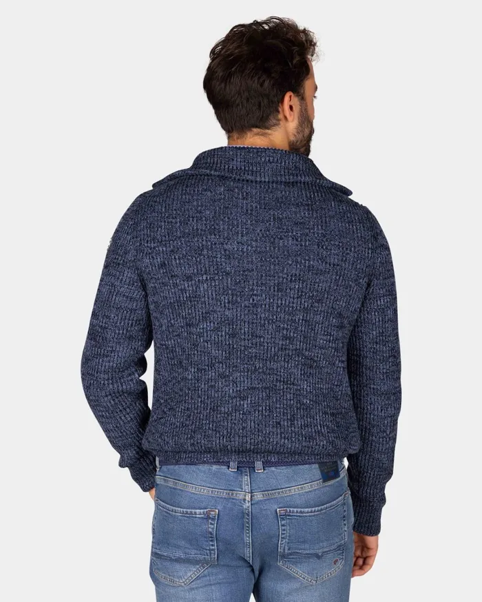 Men Knitwear NZA New Zealand Auckland Cotton Navy Knitted HalfZip Sweater 8211 Winter Navy