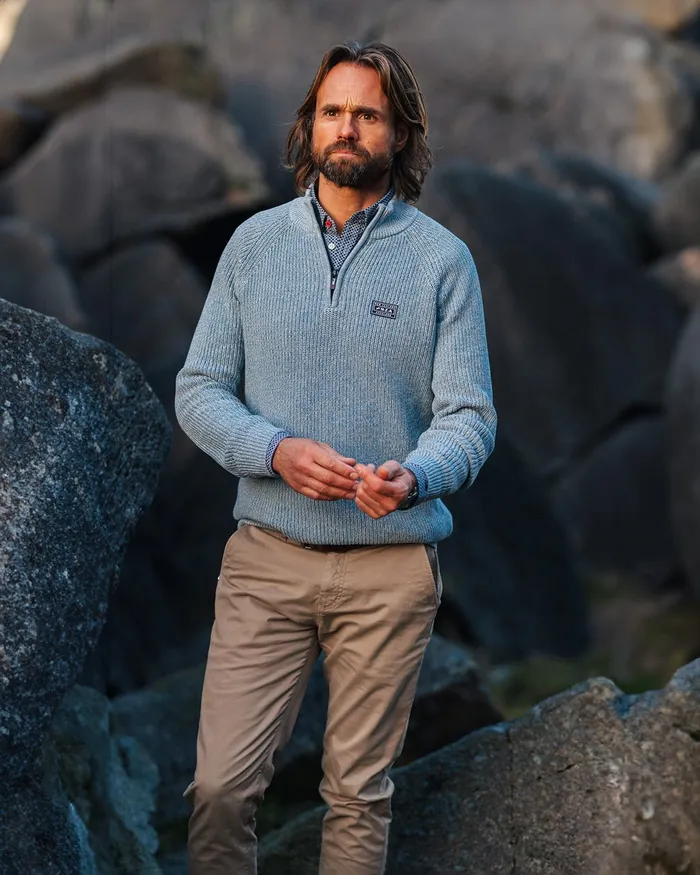 Men Knitwear NZA New Zealand Auckland Dark Green Cotton Sweater With HalfZip 8211 Brave Blue Men Knitwear NZA New Zealand Auckland Dark Green Cotton Sweater With HalfZip 8211 Brave Blue