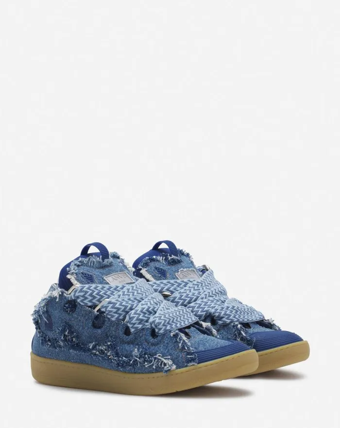 Men Lanvin Curb Curb Sneakers In Denim Denim Blue Men Lanvin Curb Curb Sneakers In Denim Denim Blue