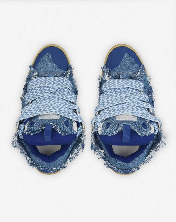 Men Lanvin Curb Curb Sneakers In Denim Denim Blue Men Lanvin Curb Curb Sneakers In Denim Denim Blue