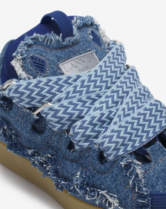 Men Lanvin Curb Curb Sneakers In Denim Denim Blue Men Lanvin Curb Curb Sneakers In Denim Denim Blue