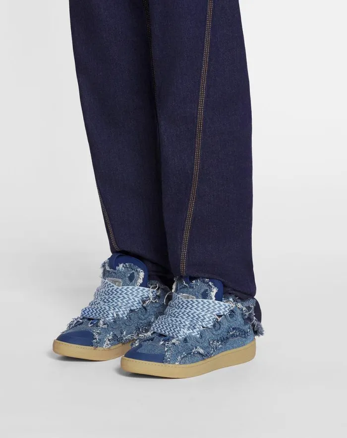 Men Lanvin Curb Curb Sneakers In Denim Denim Blue Men Lanvin Curb Curb Sneakers In Denim Denim Blue