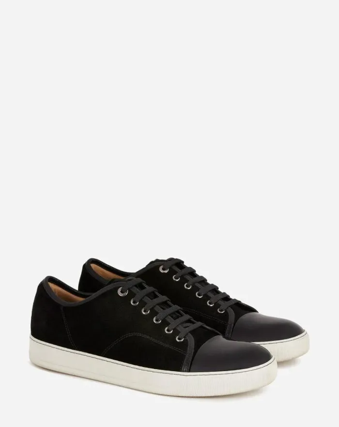 Men Lanvin DBB1 Dbb1 Suede And Patent Leather Sneakers Black