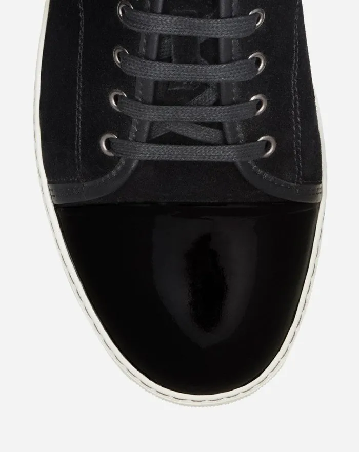 Men Lanvin DBB1 Dbb1 Suede And Patent Leather Sneakers Black