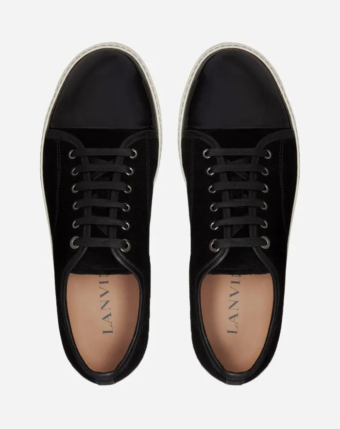Men Lanvin DBB1 Dbb1 Suede And Patent Leather Sneakers Black