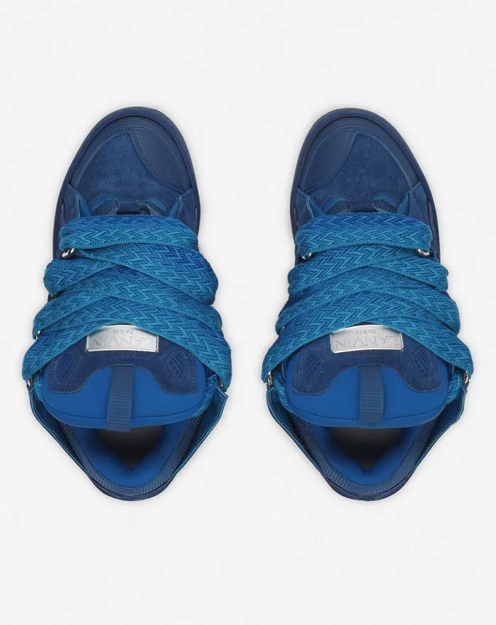 Men Lanvin Sneakers Curb Leather Sneakers Petrol Blue Men Lanvin Sneakers Curb Leather Sneakers Petrol Blue
