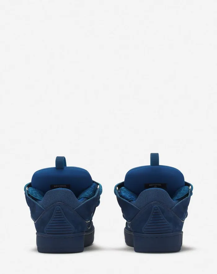 Men Lanvin Sneakers Curb Leather Sneakers Petrol Blue Men Lanvin Sneakers Curb Leather Sneakers Petrol Blue