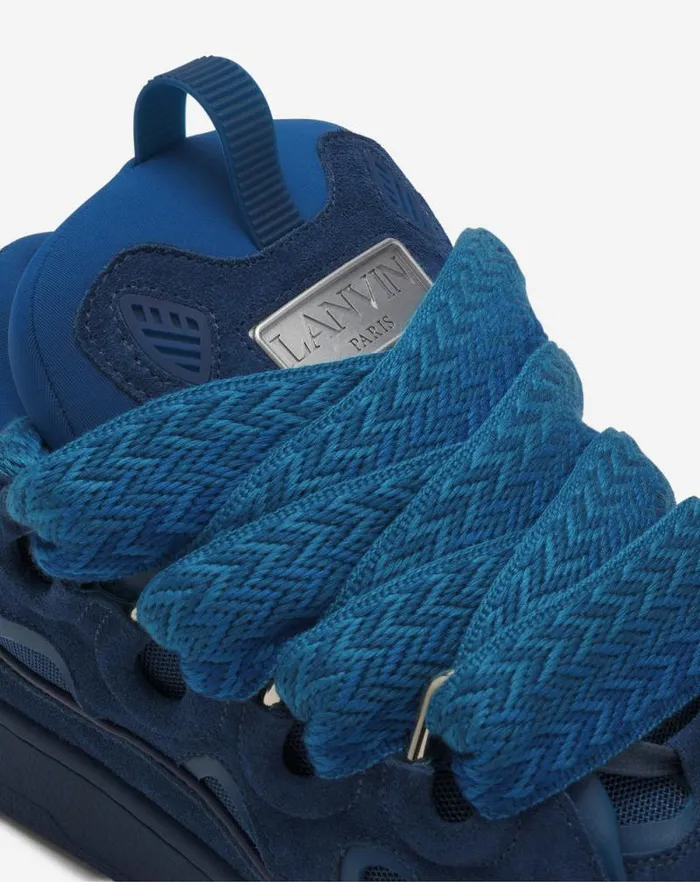 Men Lanvin Sneakers Curb Leather Sneakers Petrol Blue Men Lanvin Sneakers Curb Leather Sneakers Petrol Blue
