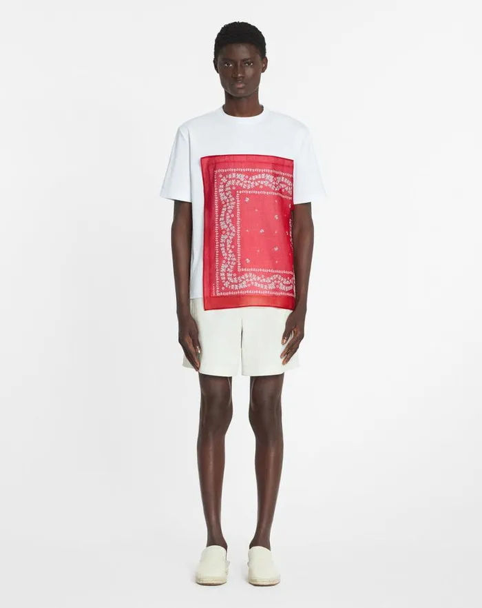 Men Lanvin Tshirts and Polos Bandana Tshirt Optic White Men Lanvin Tshirts and Polos Bandana Tshirt Optic White