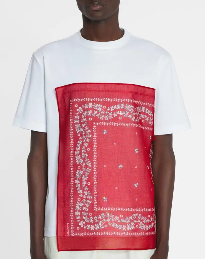 Men Lanvin Tshirts and Polos Bandana Tshirt Optic White Men Lanvin Tshirts and Polos Bandana Tshirt Optic White