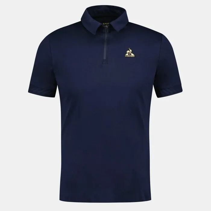 Men Le Coq Sportif Polos Shirts Coq D039or Polo Shirt Col Zipp En Interlock 240g Coton Dark Velvet