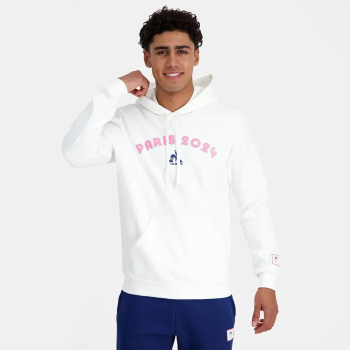 Men Le Coq Sportif Sweatshirts Paris 2024 Hoodie Marshmallow