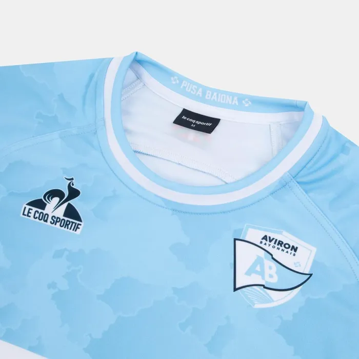 Men Le Coq Sportif Tshirts And Tops Aviron Bayonnais 8211 Match Outfit TShirt Fly Bluenew Optical White