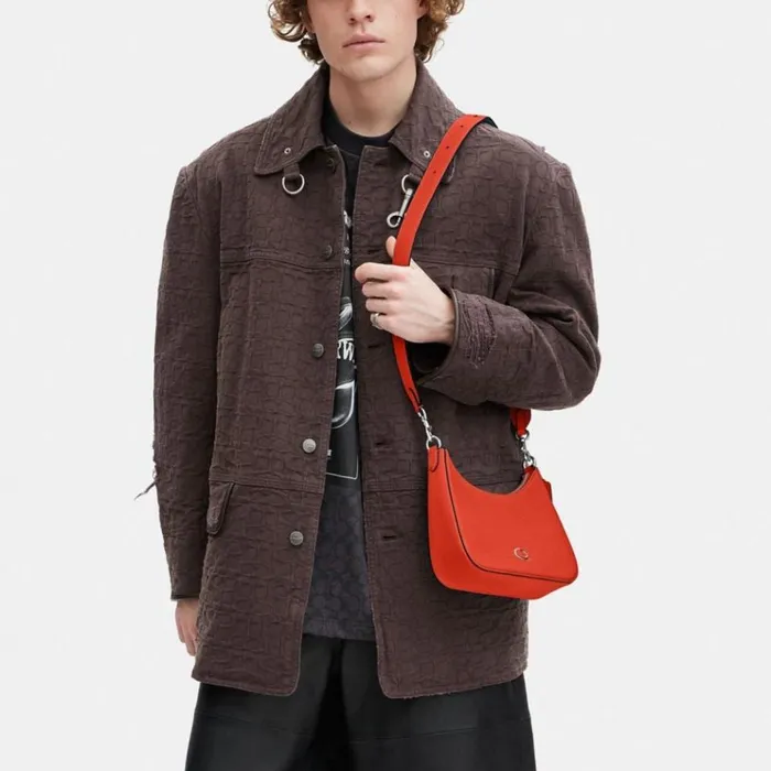 Men Messenger and Crossbody Coach Hobo Crossbody With Signature Canvas Detail Sun Orange Men Messenger and Crossbody Coach Hobo Crossbody With Signature Canvas Detail Sun Orange