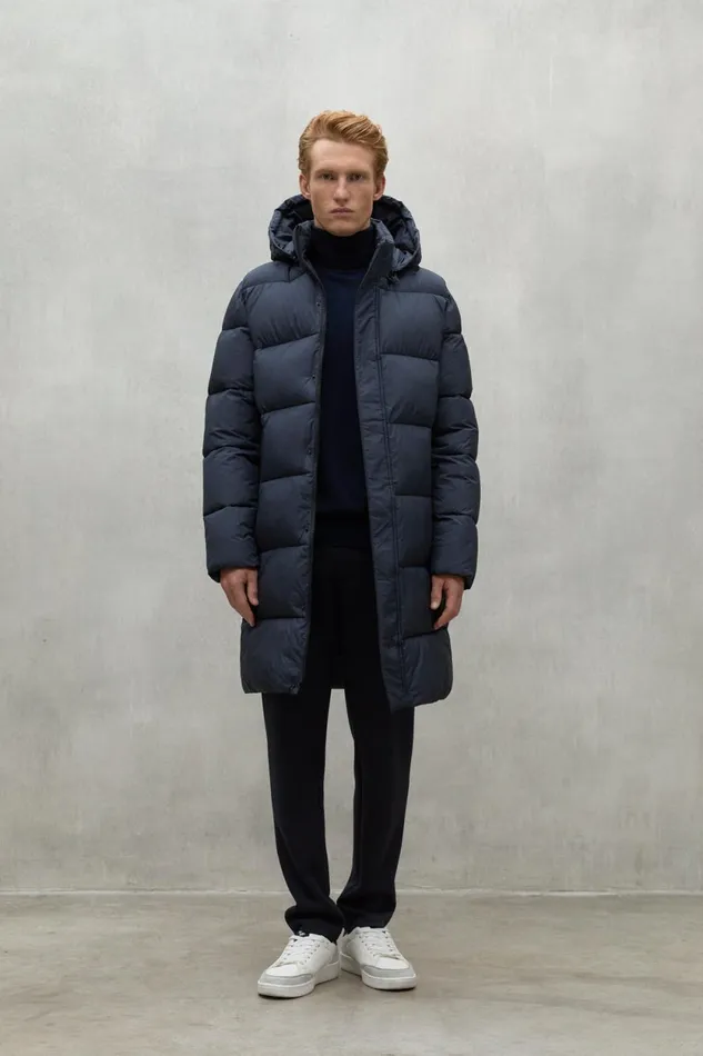 Men Navy Blue Velan Coat Ecoalf Coats And Jackets