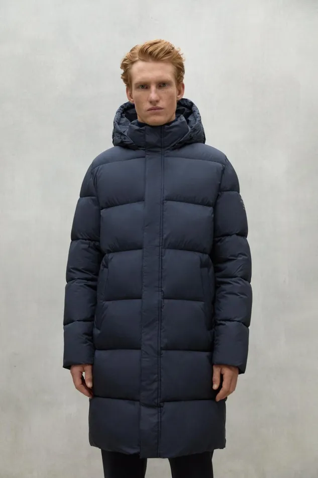 Men Navy Blue Velan Coat Ecoalf Coats And Jackets