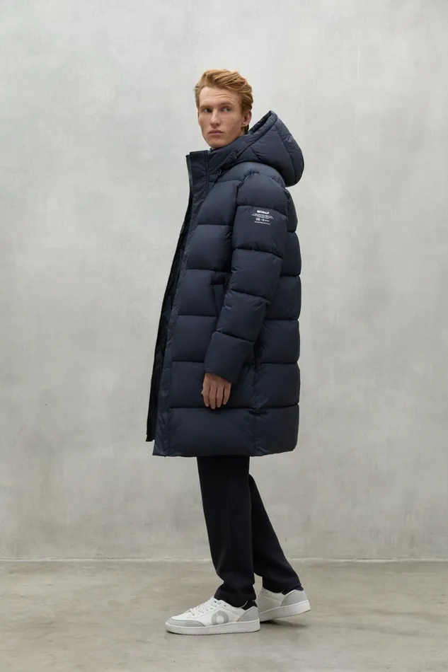 Men Navy Blue Velan Coat Ecoalf Coats And Jackets