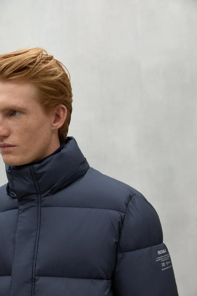 Men Navy Blue Velan Coat Ecoalf Coats And Jackets