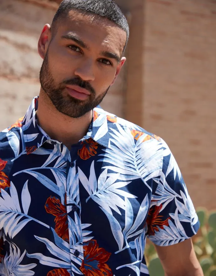 Men Navy Floral Print Short Sleeve Shirt Threadbare Shirts Men Navy Floral Print Short Sleeve Shirt Threadbare Shirts