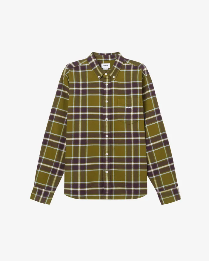 Men OBEY Clothing WILSON SHIRT Moss Green Multi TOPS