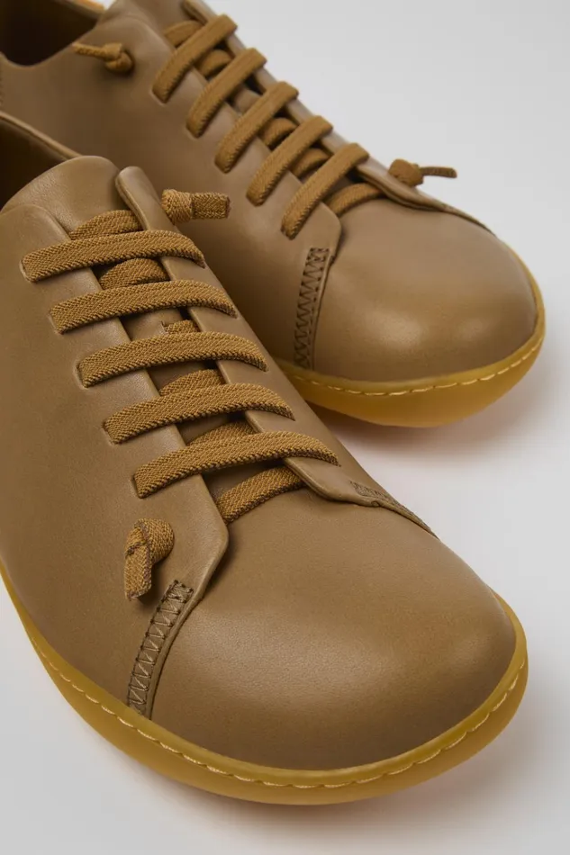 Men Peu Beige Leather Basket Camper Casual Shoes