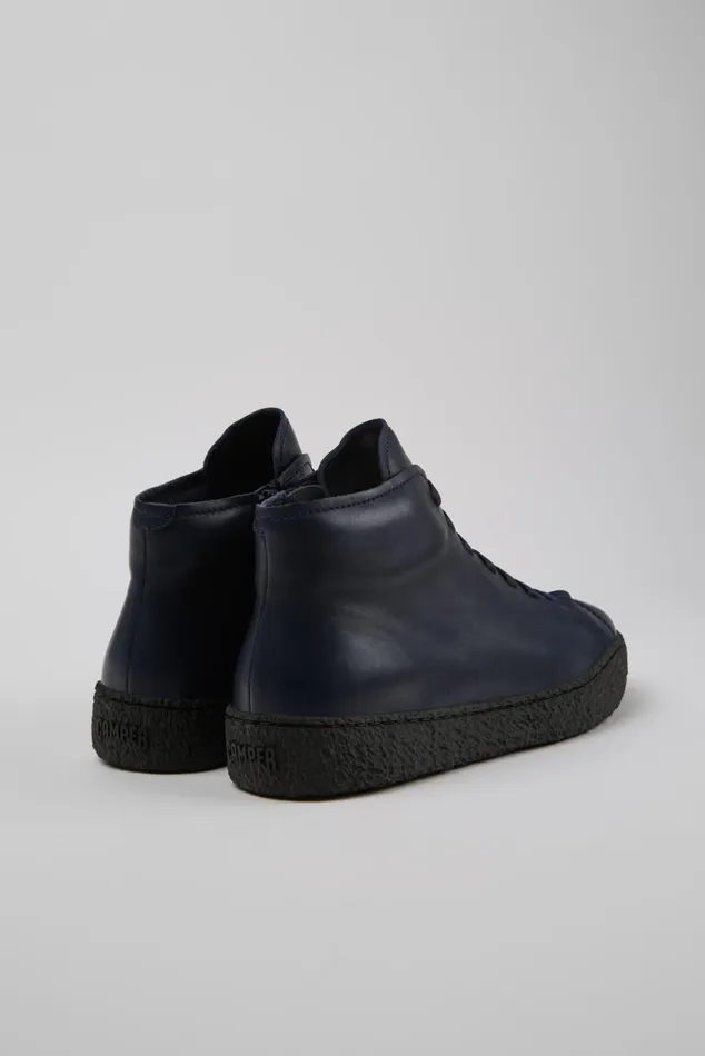 Men Peu Terreno Blue Leather Desert Boot Camper Ankle Boots Men Peu Terreno Blue Leather Desert Boot Camper Ankle Boots