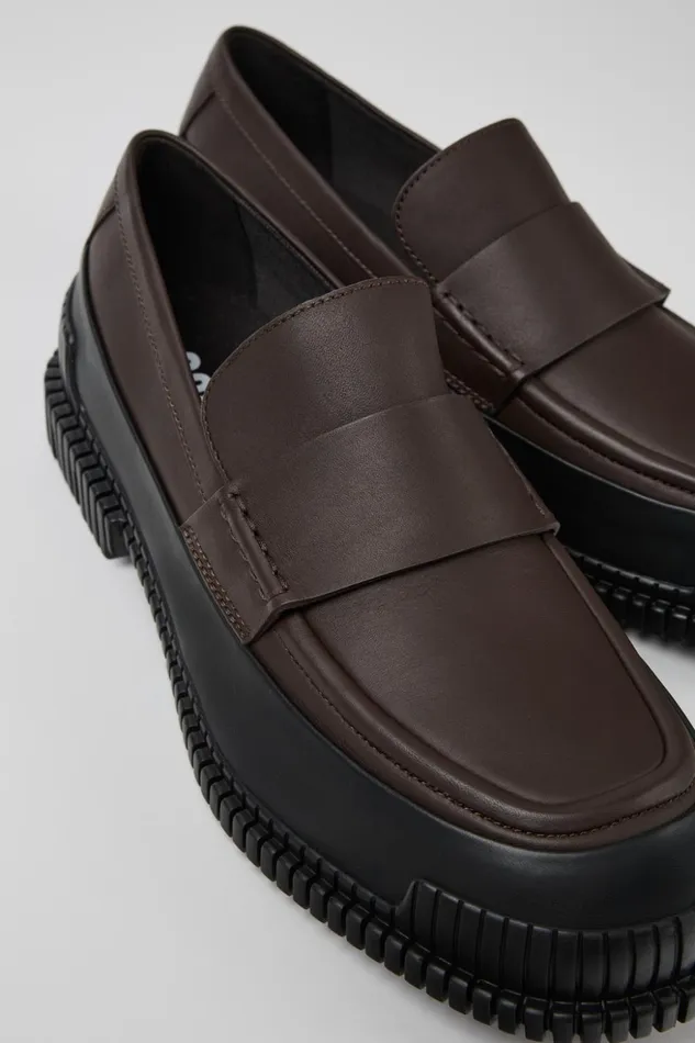 Men Pix Brownblack Leather Moccasin Camper Formal Shoes