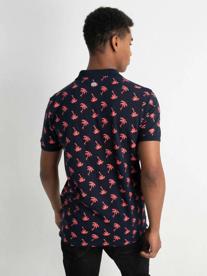 Men Polo Shirts Petrol Industries Palm Tree Polo Shirt Midnight Navy