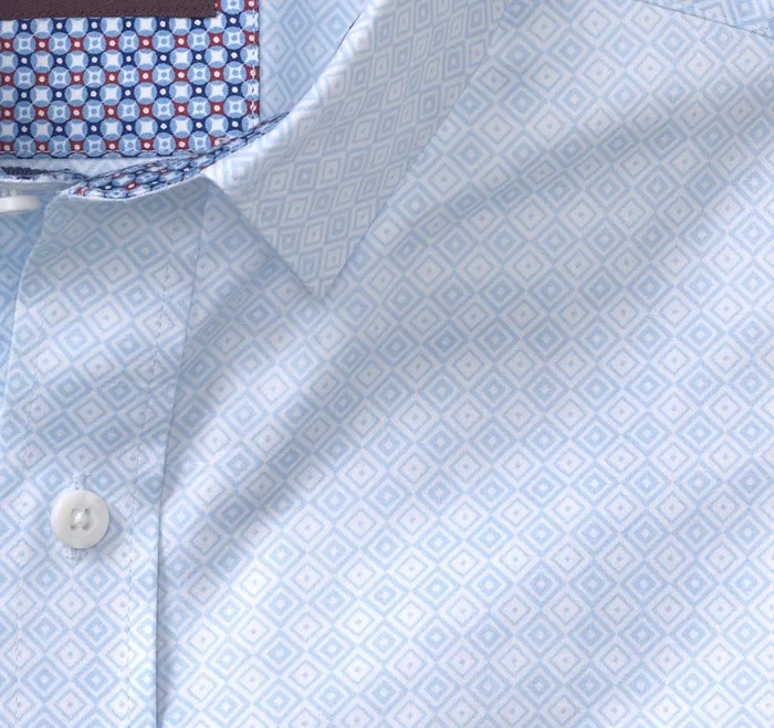 Men Printed Cotton Shirt Blue Diamond JohnstonandMurphy Shirts Men Printed Cotton Shirt Blue Diamond JohnstonandMurphy Shirts